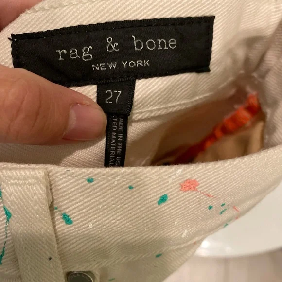 RAG AND BONE Paint Splatter High rise Boyfriend Jeans Womens Size 27